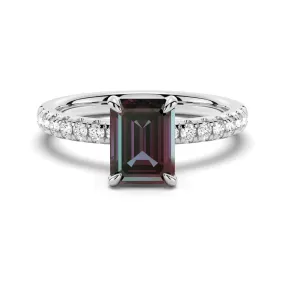 2 CT. Four-Prong Emerald Cut Alexandrite Engagement Ring