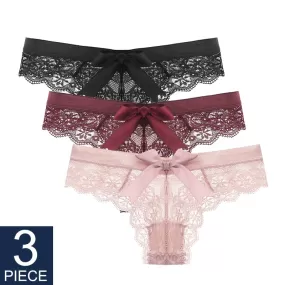 3PCS Sexy Lace G String Low-waist Underwear Panties