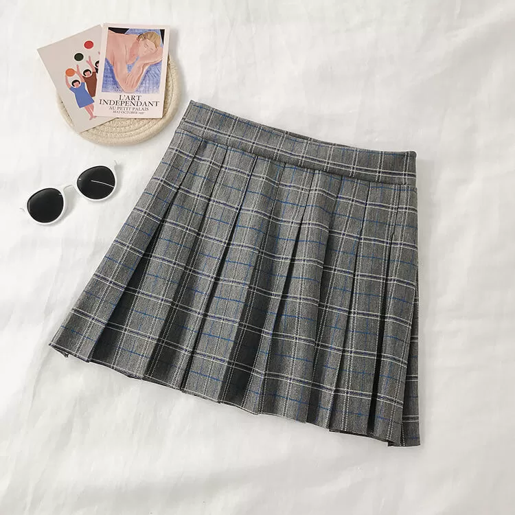 5 COLORS PLAID PLEATED SKIRT BY61144