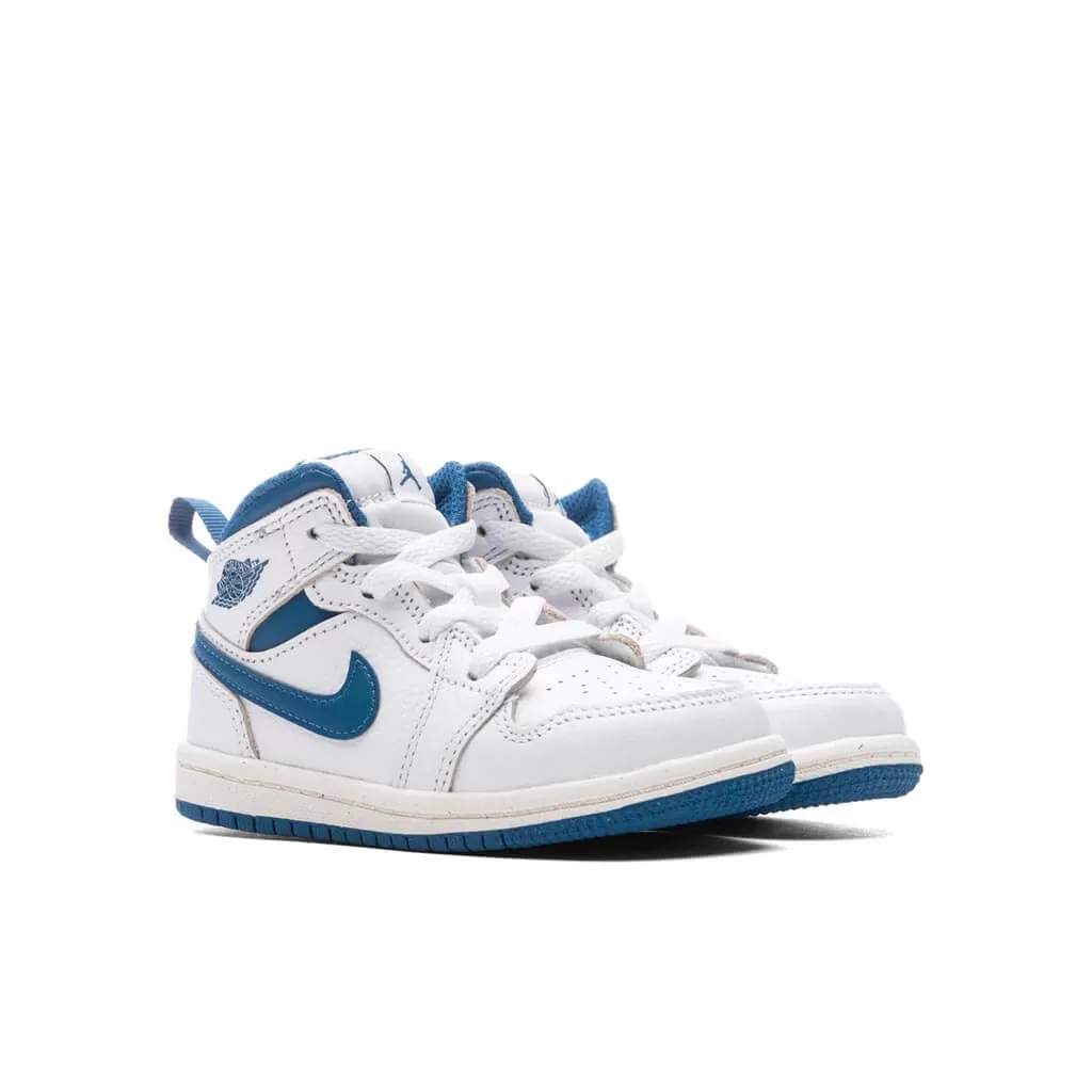 Air Jordan 1 Mid SE (TD) - White/Industrial Blue/Sail