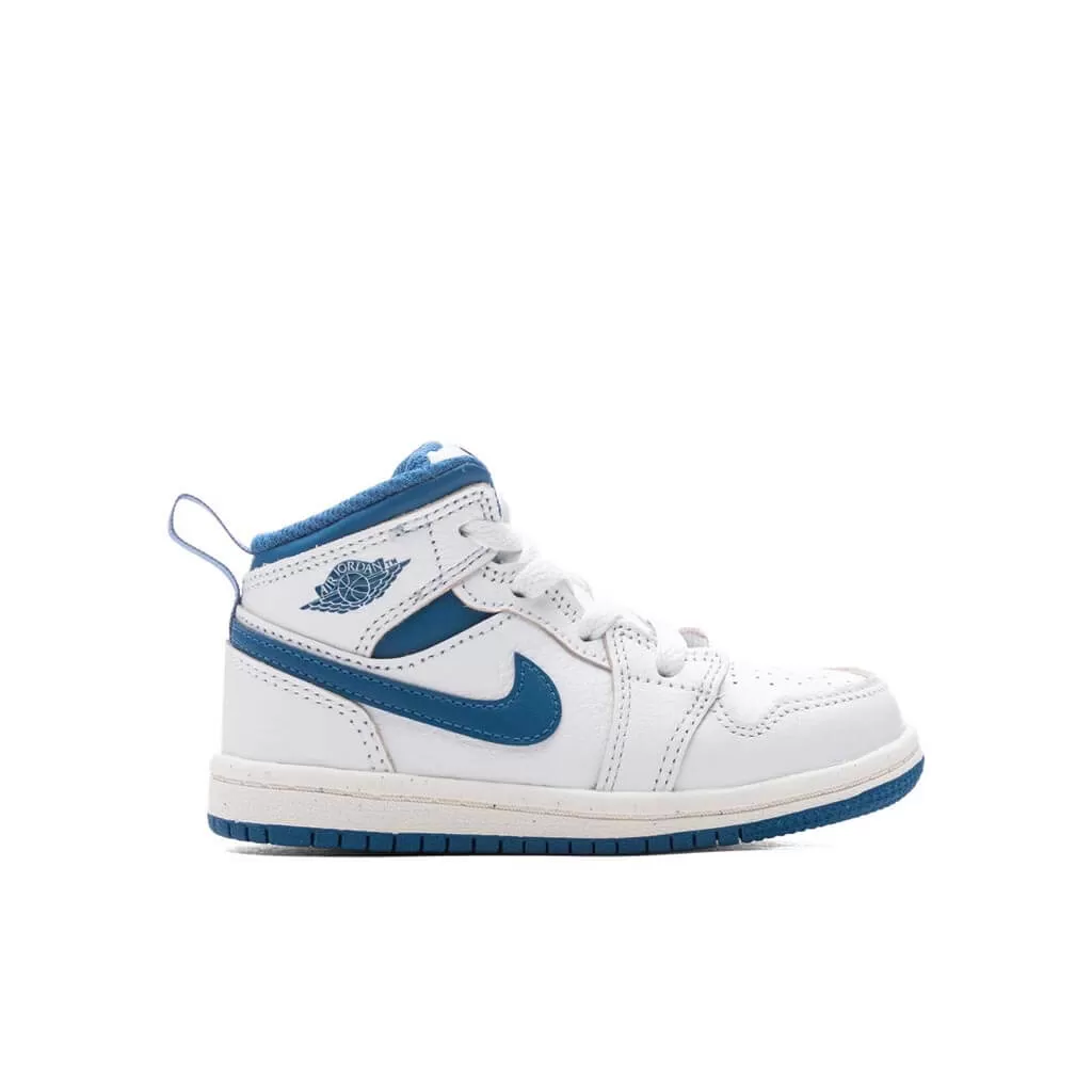 Air Jordan 1 Mid SE (TD) - White/Industrial Blue/Sail