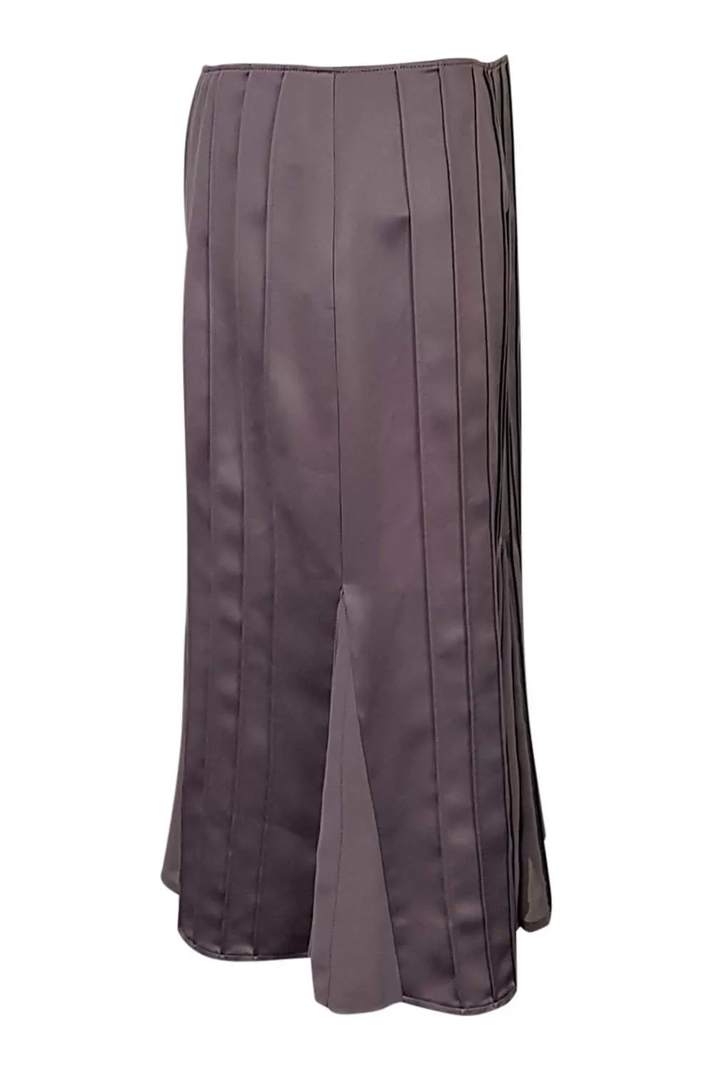 AMANDA WAKELEY Grey Pleated Satin Knee Length Skirt (M)