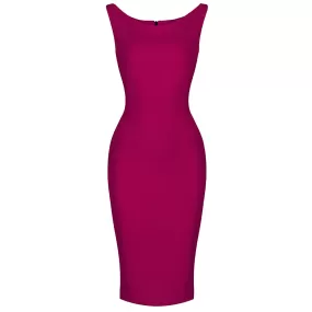 Amaranth 40s Bodycon Sleeveless Hollywood Wiggle Dress