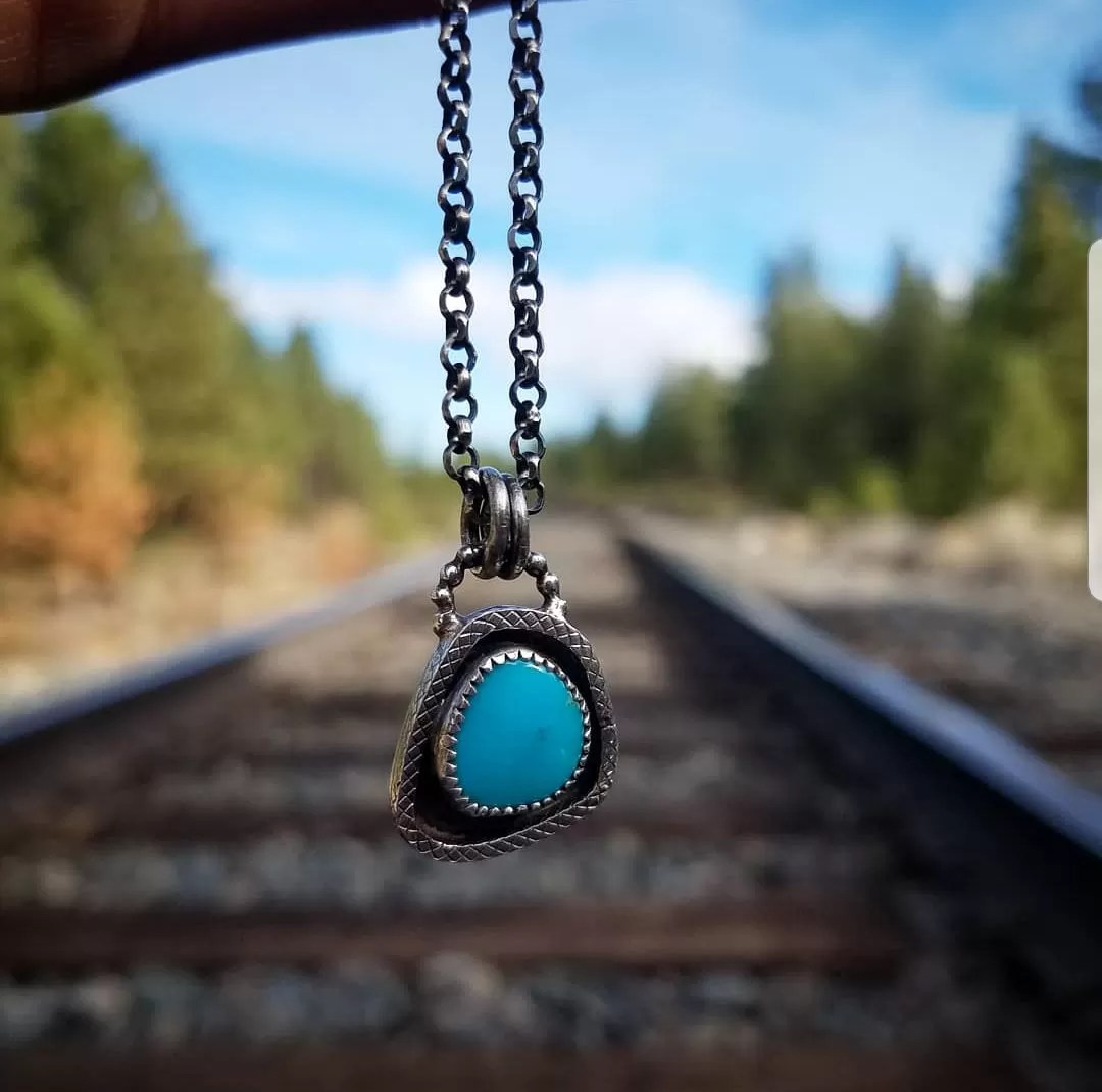 American Blue Turquoise Charm Necklace