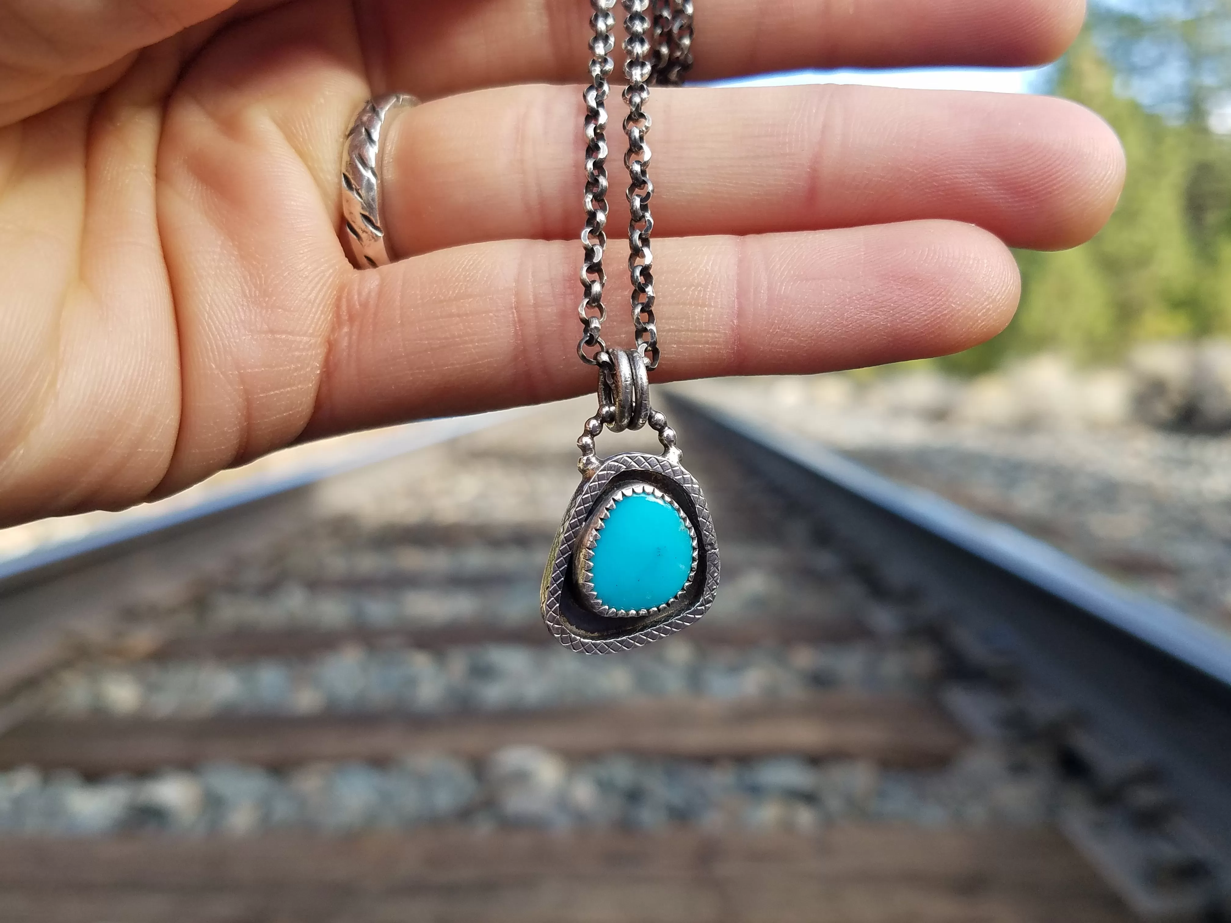 American Blue Turquoise Charm Necklace