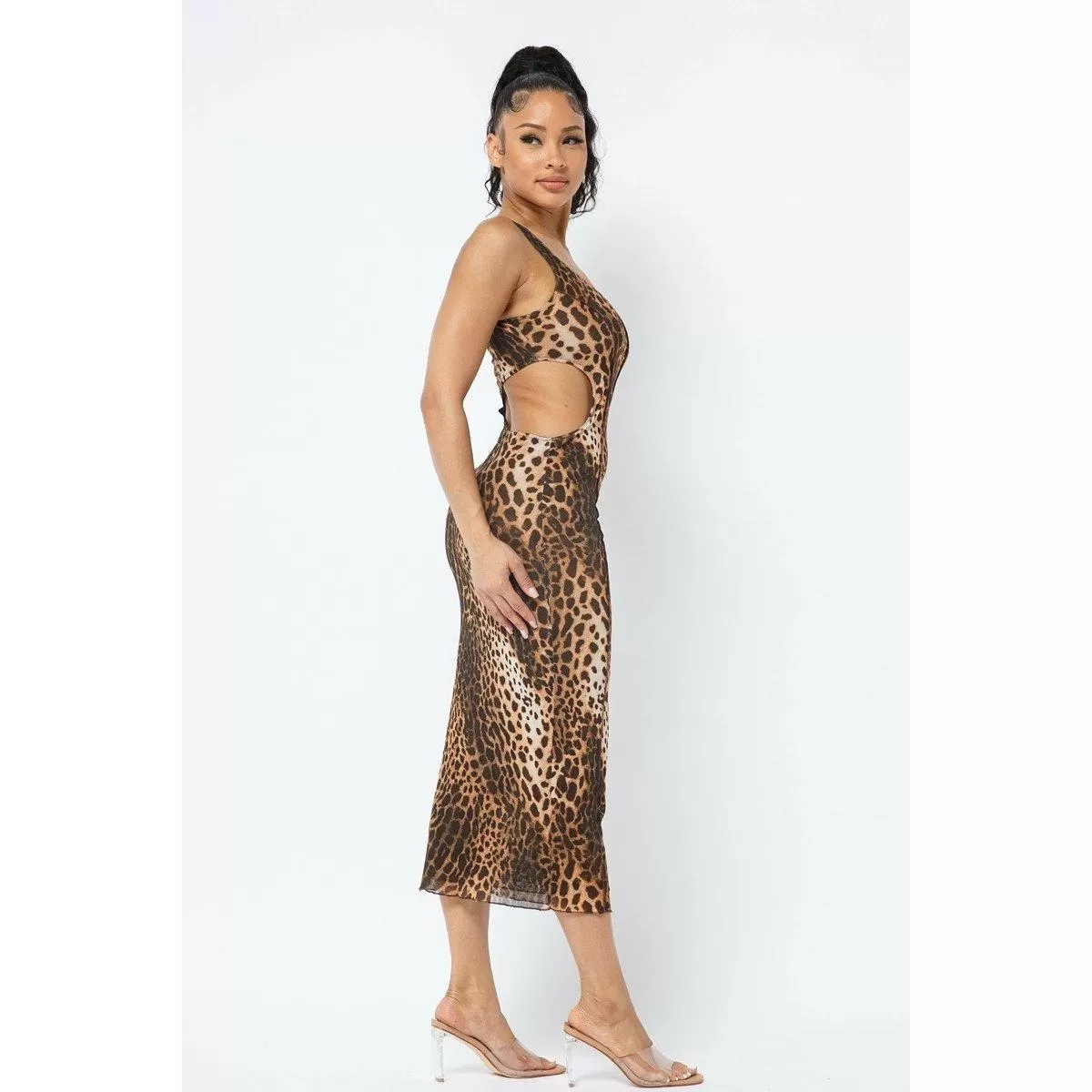 Animal Print Midi Dress With Strap