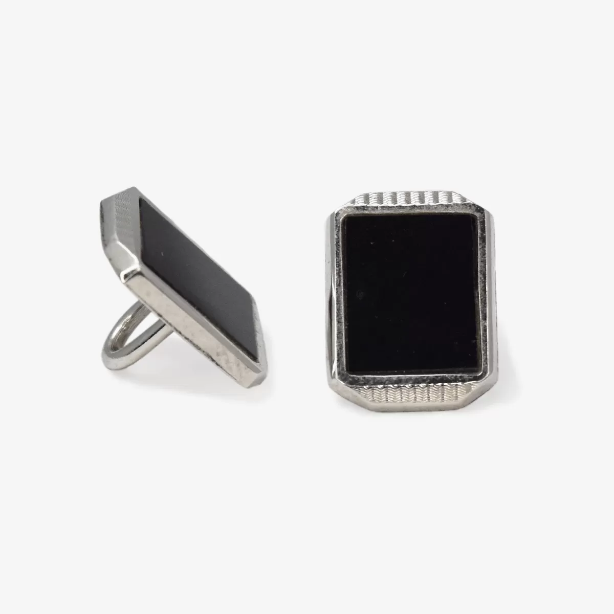 Art Deco Onyx White Gold Cufflinks Dress Set