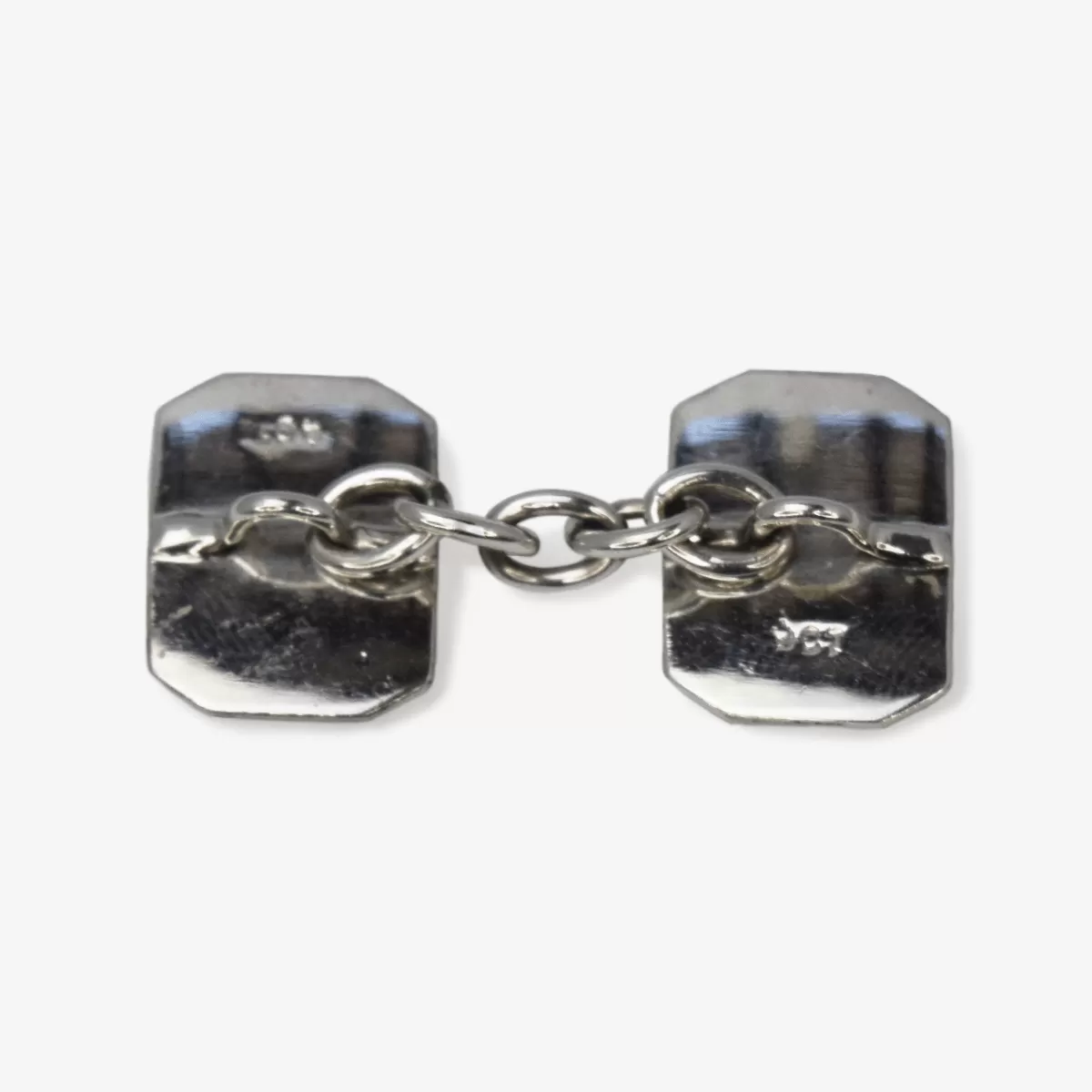 Art Deco Onyx White Gold Cufflinks Dress Set