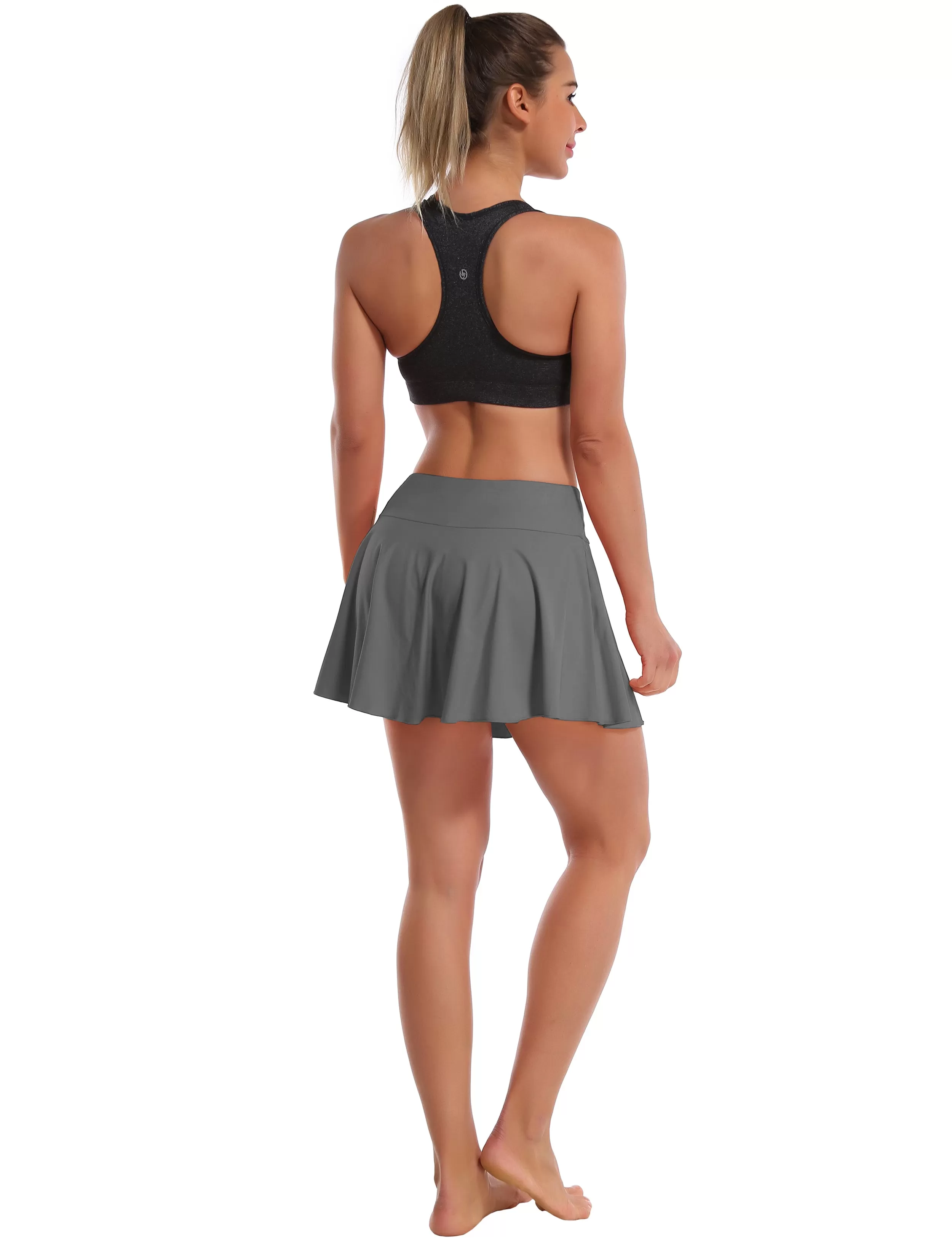 Athletic Tennis Golf Pleated Skort with Pocket Shorts gray