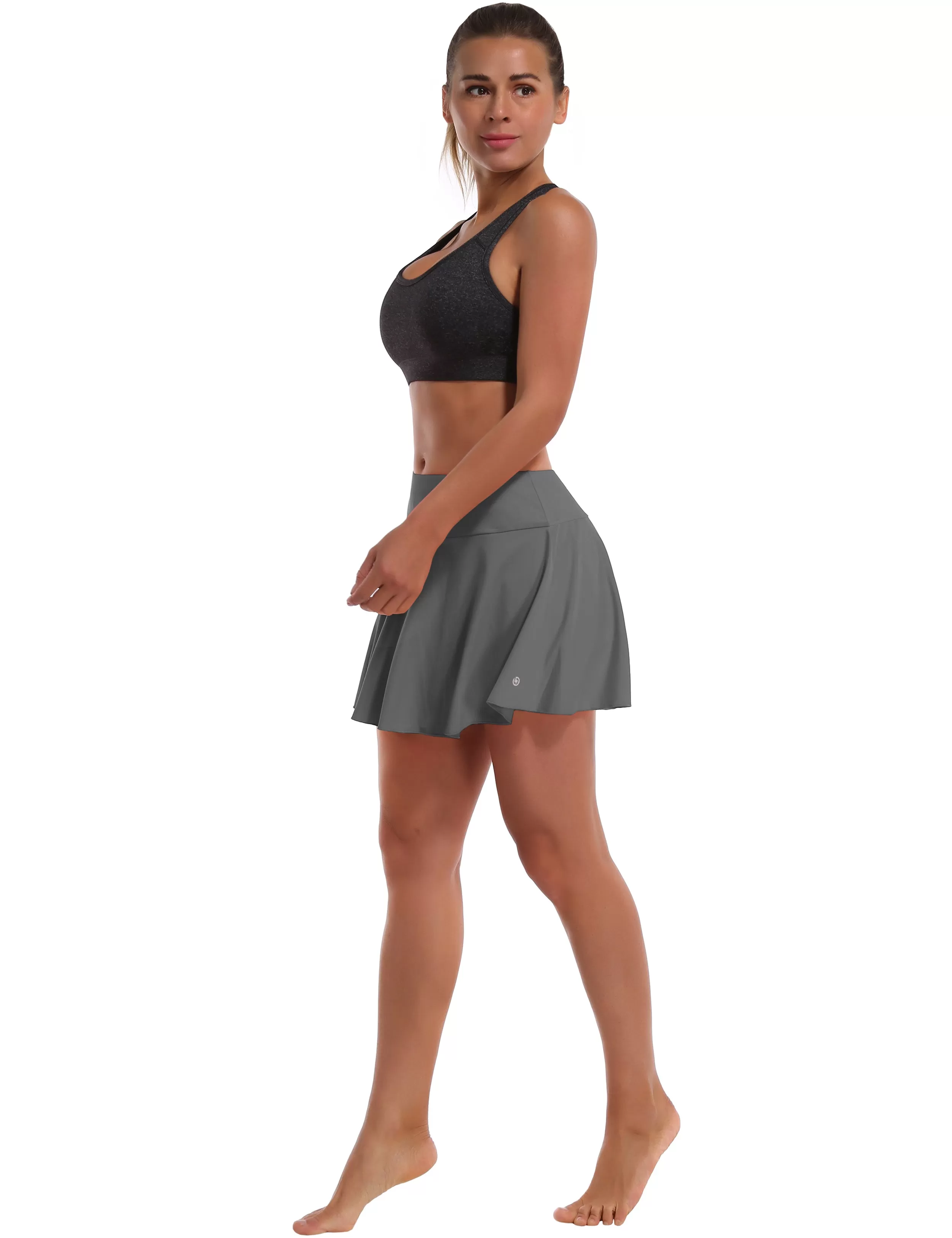 Athletic Tennis Golf Pleated Skort with Pocket Shorts gray