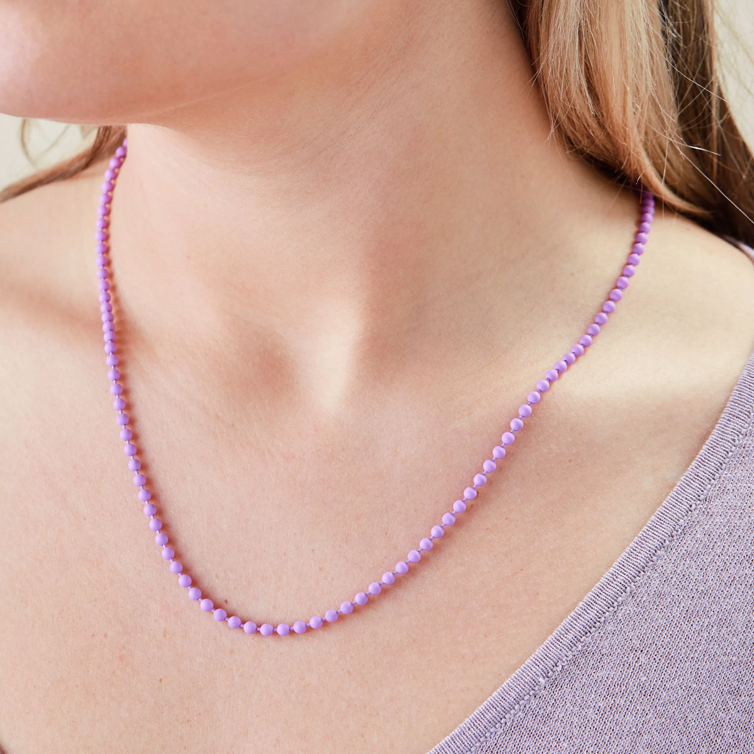 Ball Chain Necklace, Purple