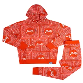 Bandana Print Hoodie Set (Red) /C4