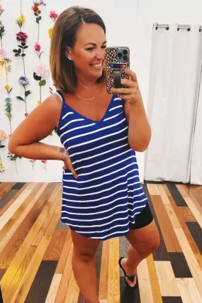 Belle Reversible Striped Tank Blue