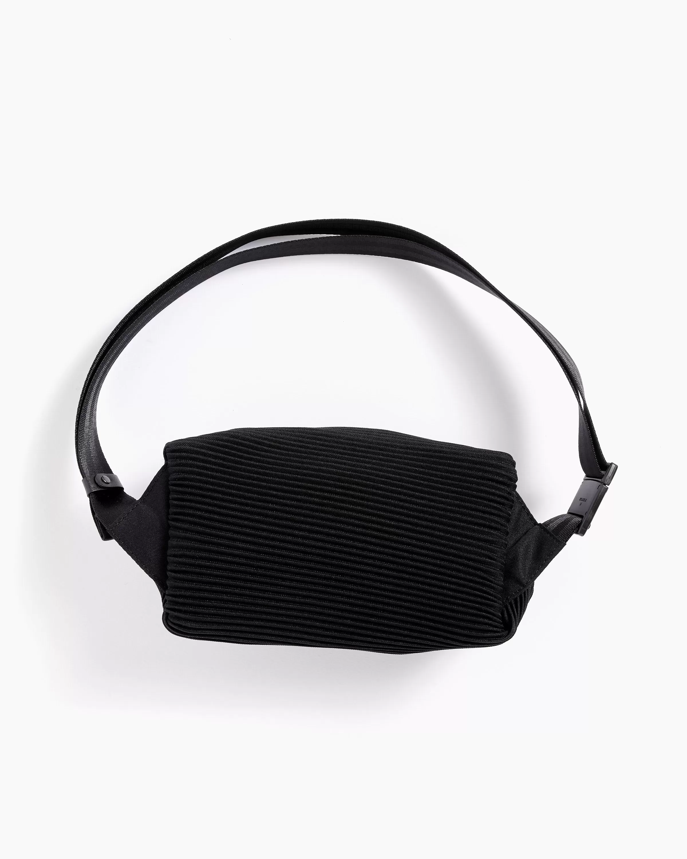 Bias Pleats Waist Bag in Black