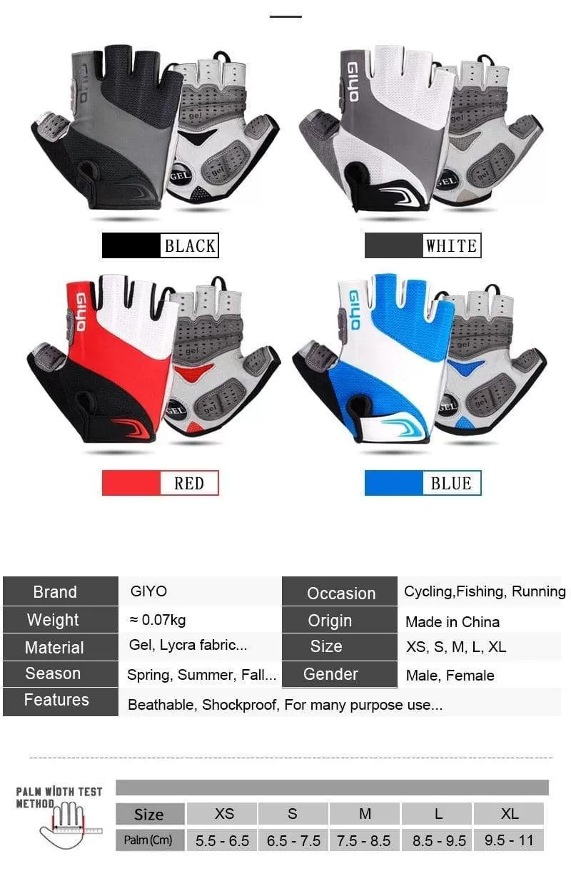 Bicycle Half Finger Gloves Breathable Lycra Fabric Men Women Cycling Gloves Road Bike Riding MTB DH Racing Outdoor Mittens