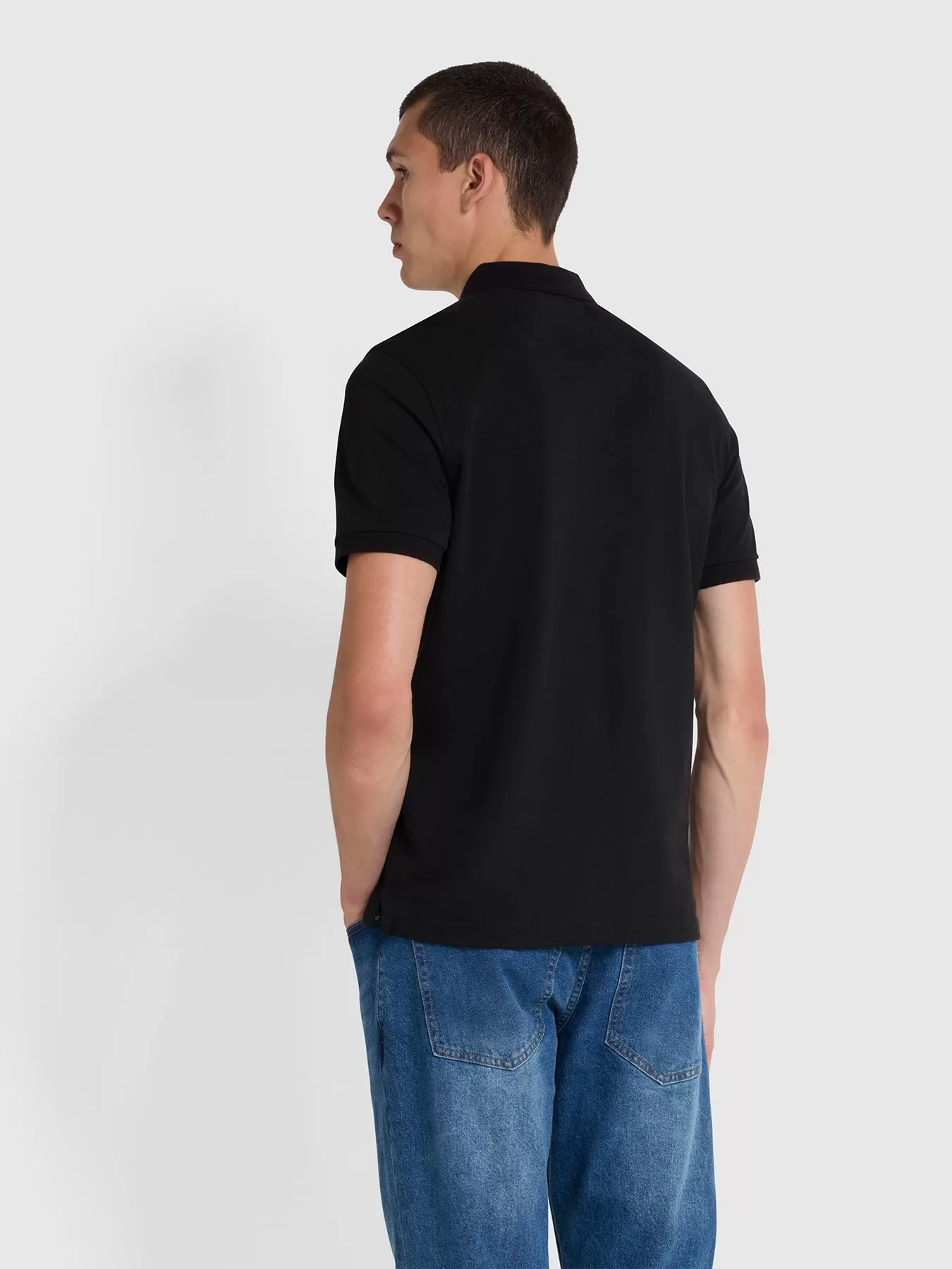 Blanes Slim Fit Organic Cotton Polo Shirt In Black