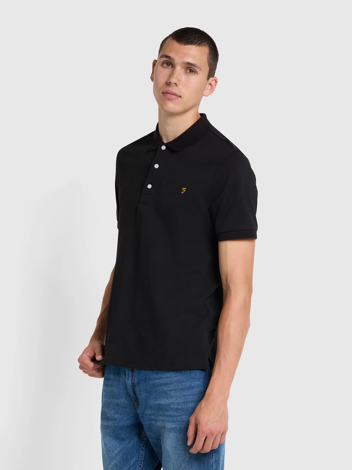 Blanes Slim Fit Organic Cotton Polo Shirt In Black