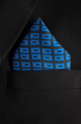 Blue Bricks Pocket Square