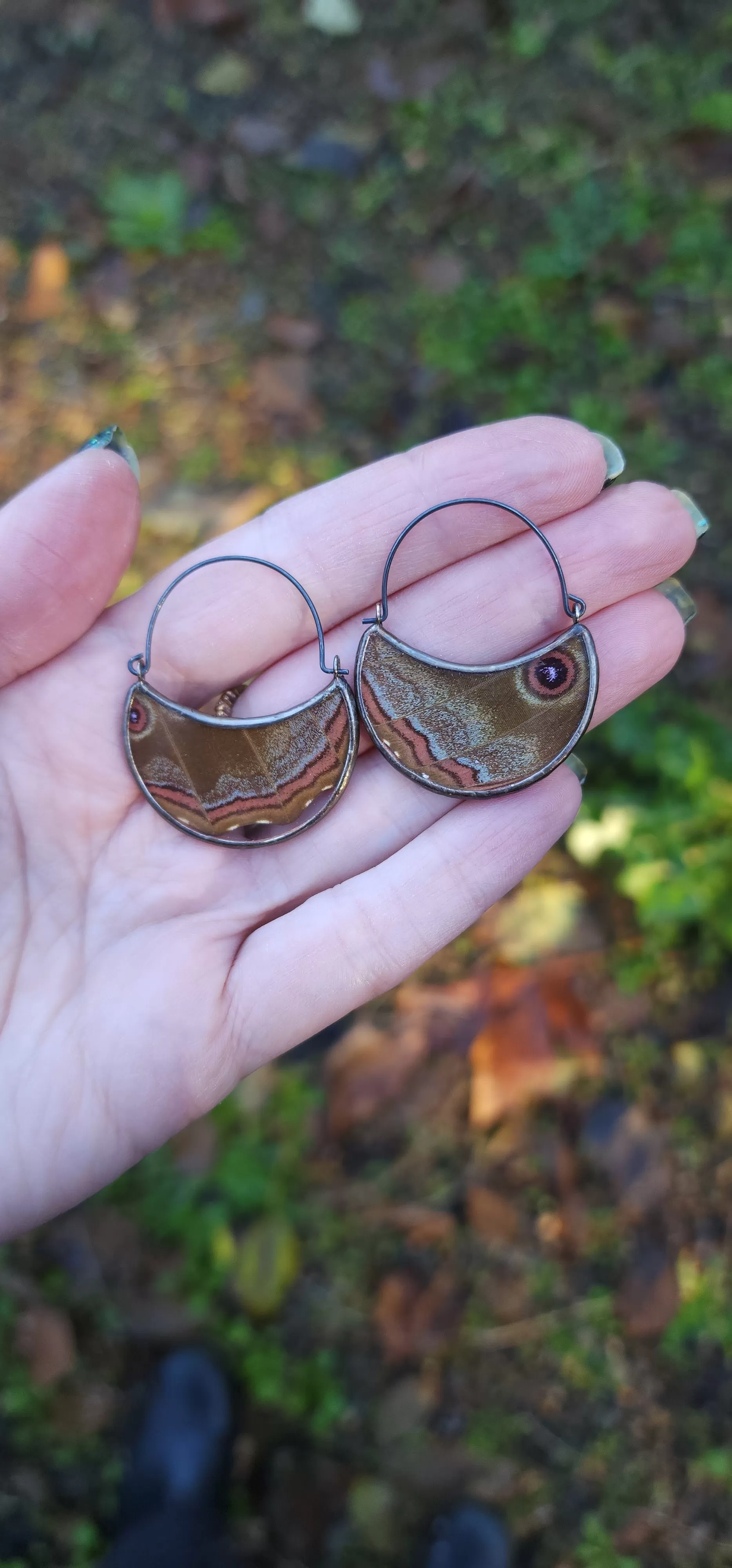 Blue Butterfly Wing Hoop Earrings