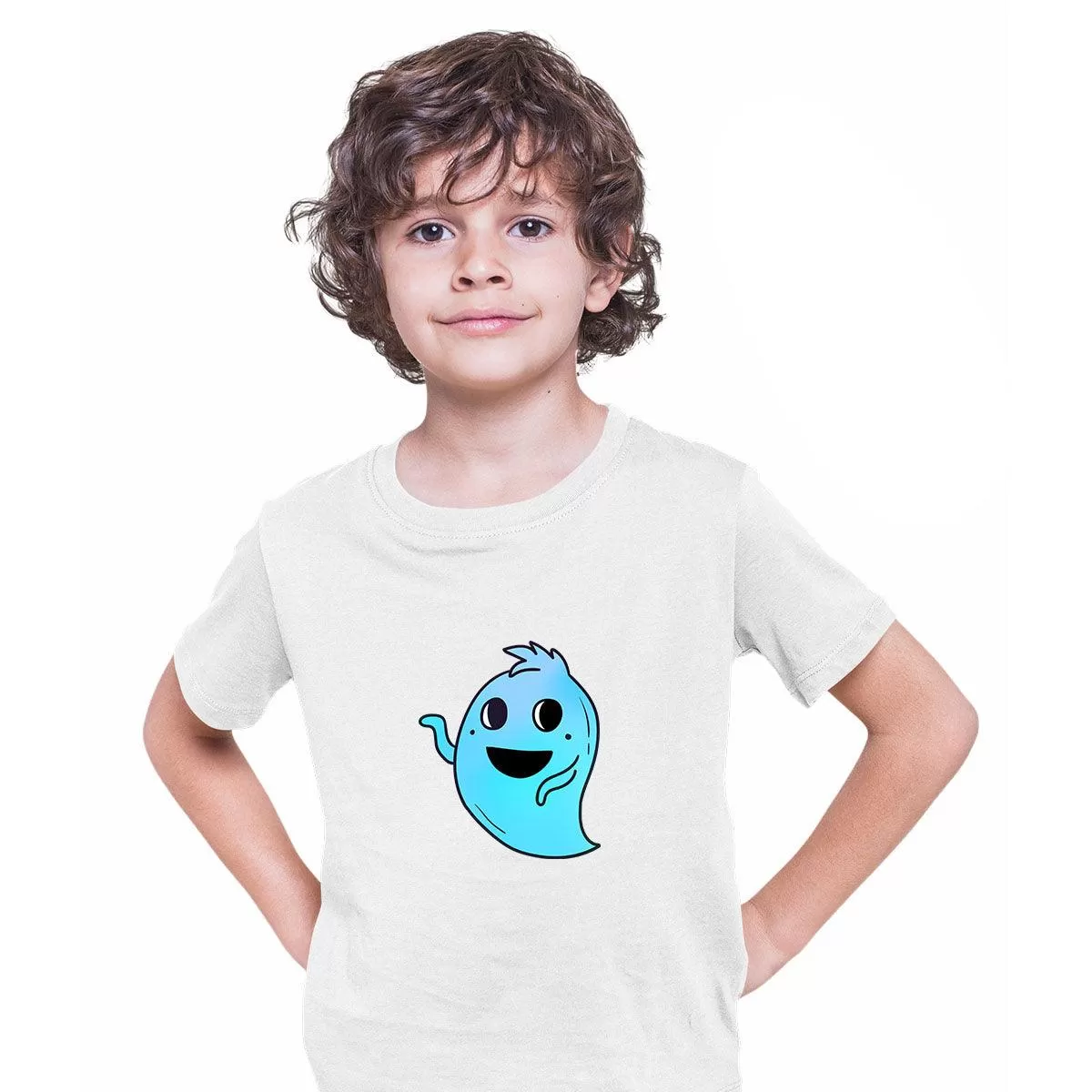 Blue Casper Friendly Monster Scary Eye Funny Gift Blue Drawing Kids Printed T-Shirt for Kids