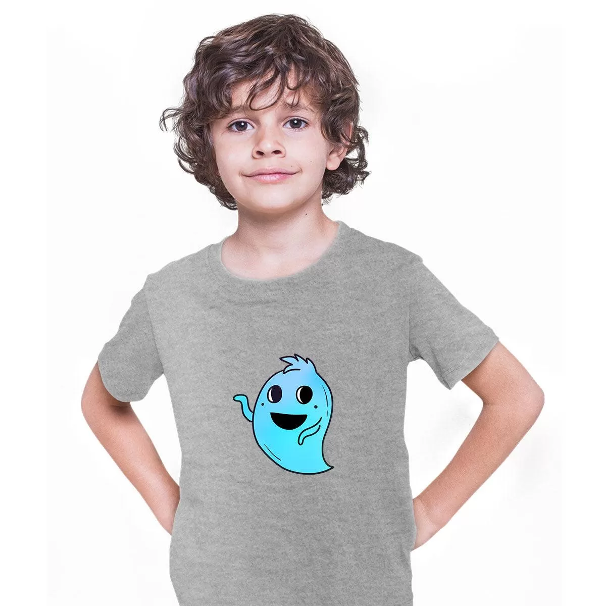 Blue Casper Friendly Monster Scary Eye Funny Gift Blue Drawing Kids Printed T-Shirt for Kids