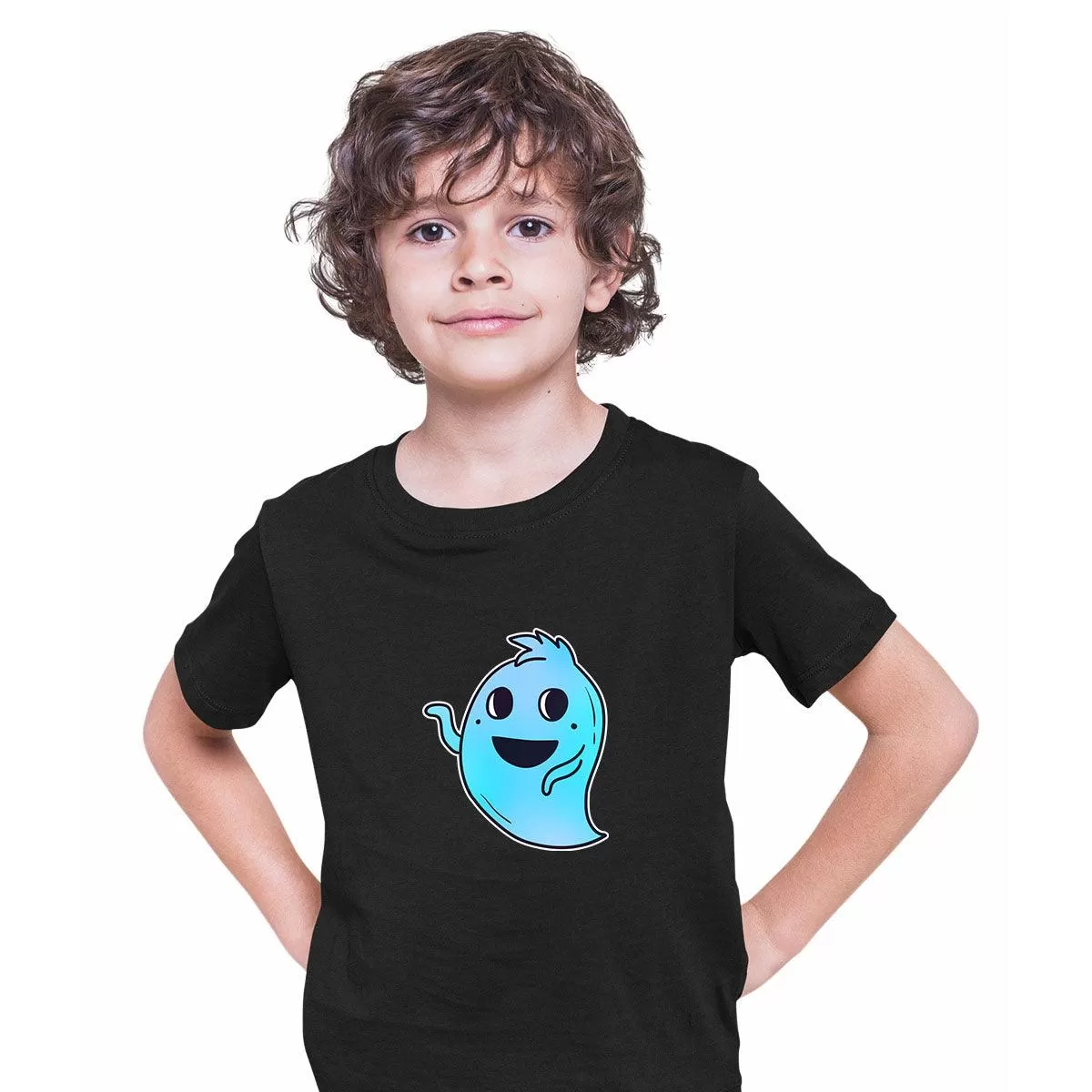 Blue Casper Friendly Monster Scary Eye Funny Gift Blue Drawing Kids Printed T-Shirt for Kids