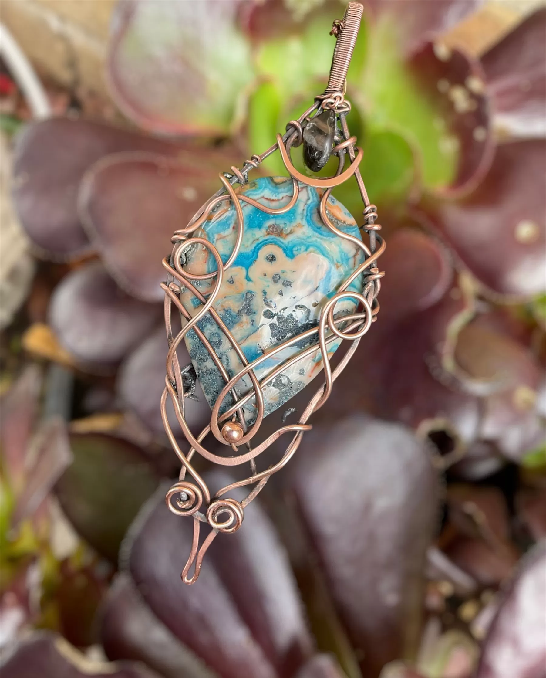 Blue Crazy Lace Agate Pendant