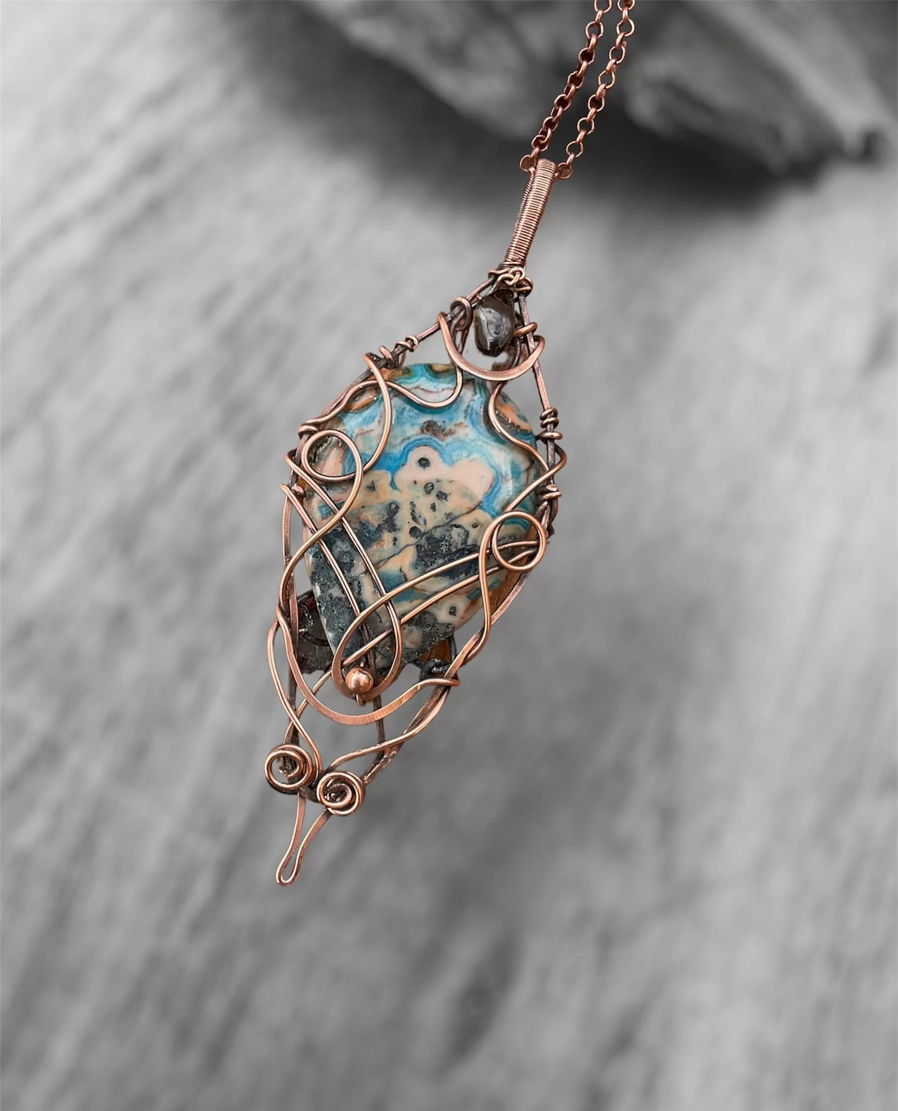 Blue Crazy Lace Agate Pendant