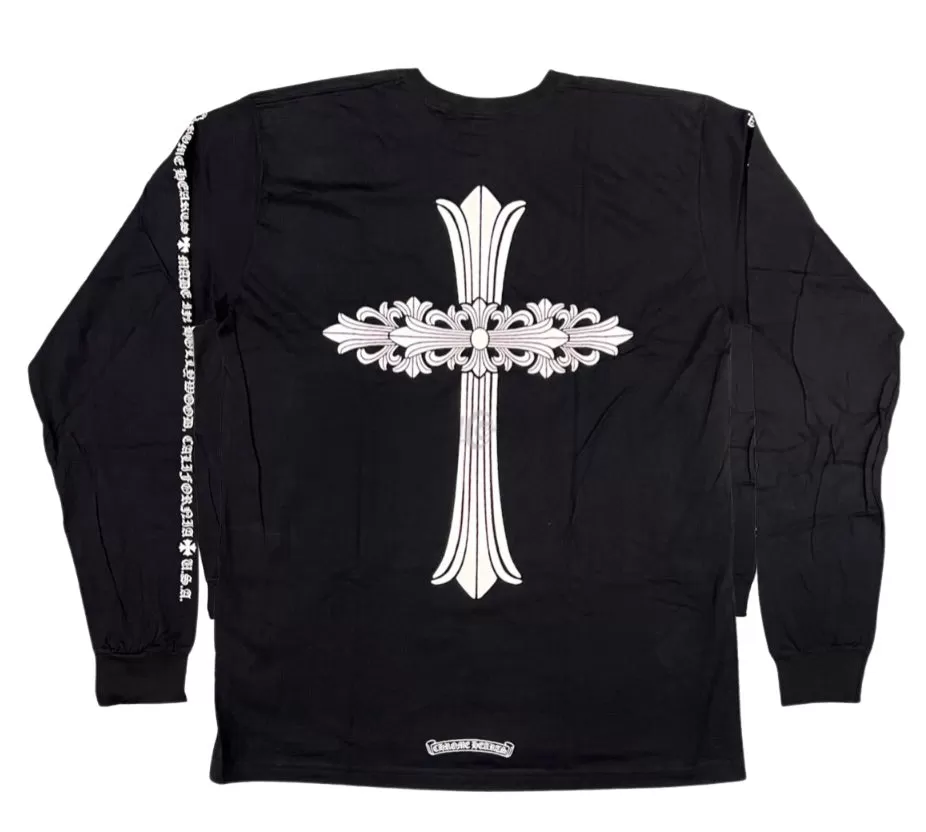 CHROME HEARTS FLORAL CROSS BLACK LONG SLEEVE