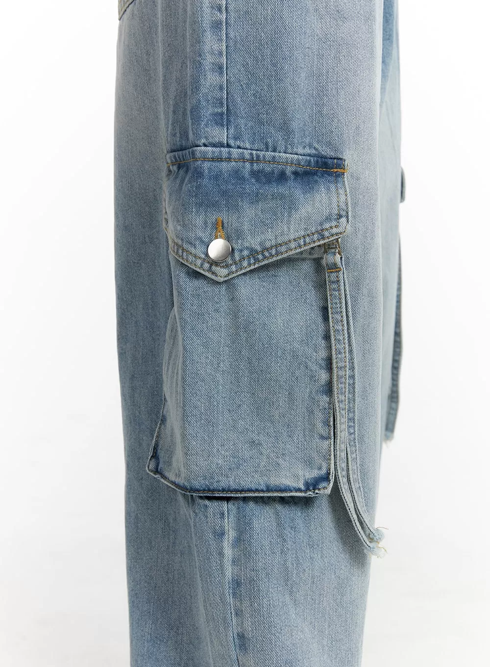 Denim Pocket Cargo Wide Leg Jeans CM407