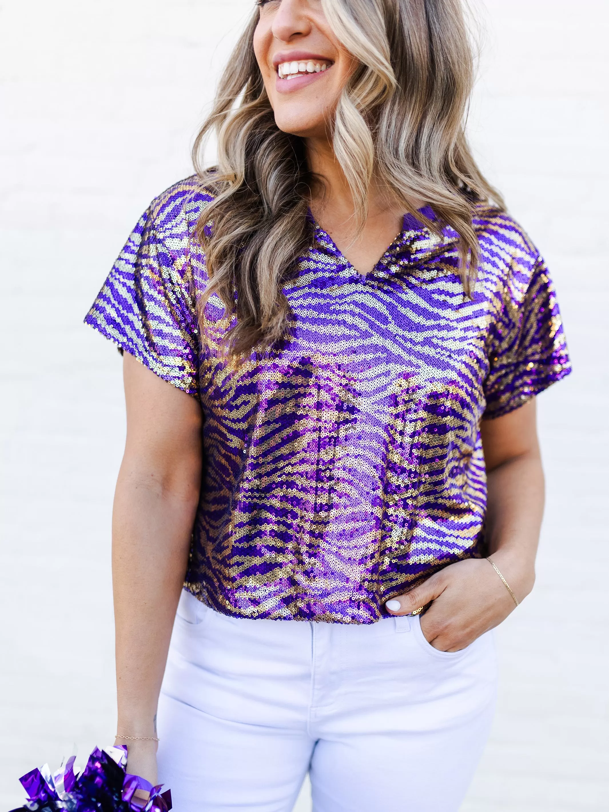 Diane Top | Tiger Stripe Purple   Gold