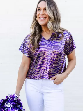 Diane Top | Tiger Stripe Purple   Gold