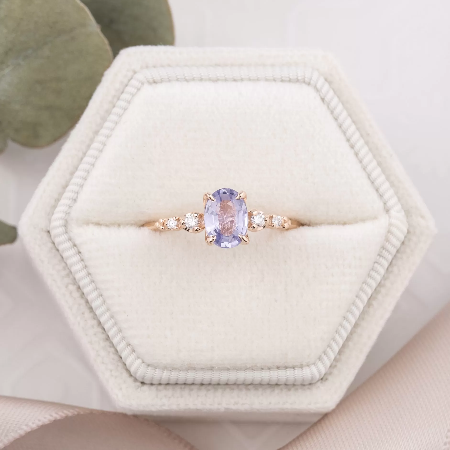 Estel Luxe Ring 0.87ct Lavender Purple Madagascar Sapphire, 14k Rose Gold (One of a kind)