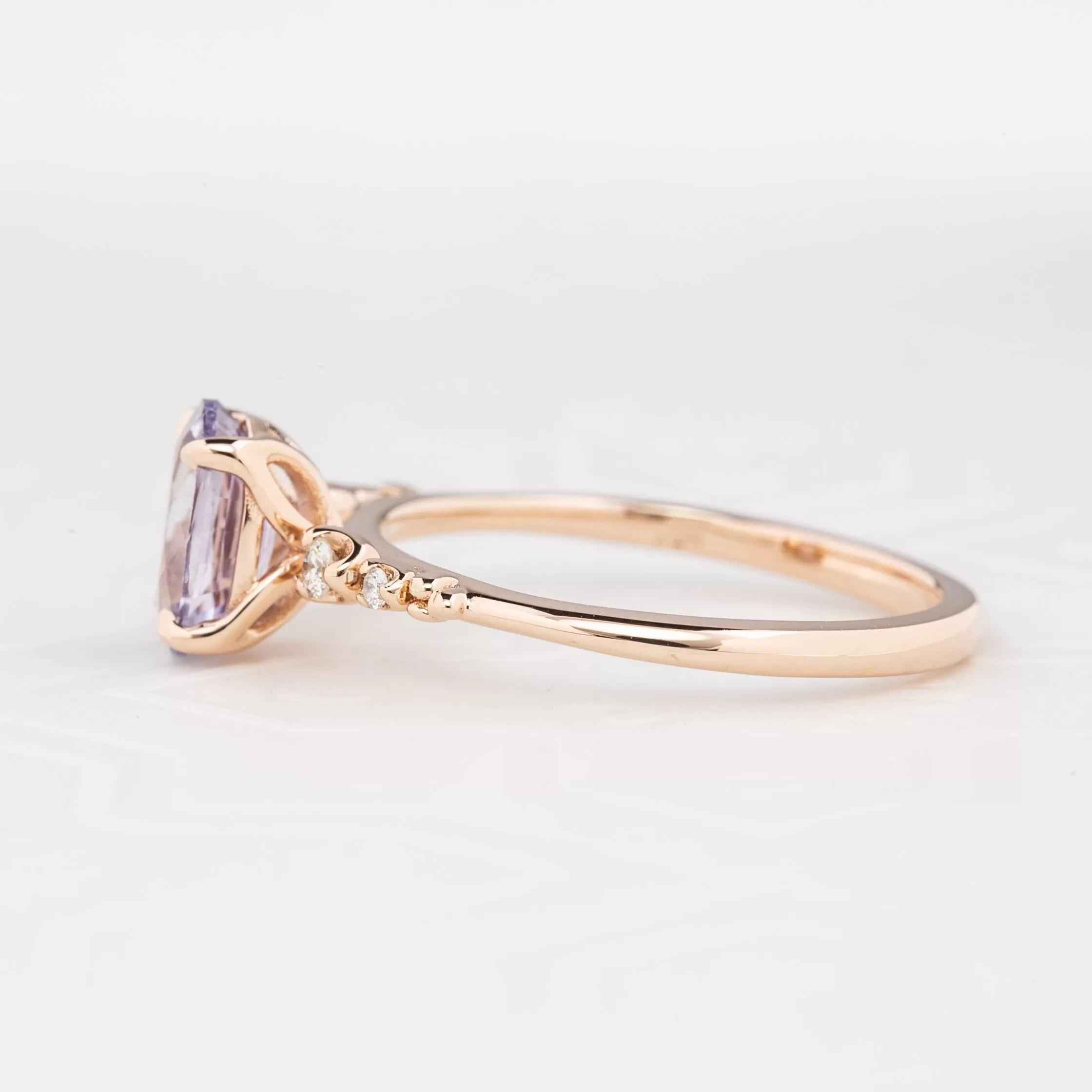 Estel Luxe Ring 0.87ct Lavender Purple Madagascar Sapphire, 14k Rose Gold (One of a kind)