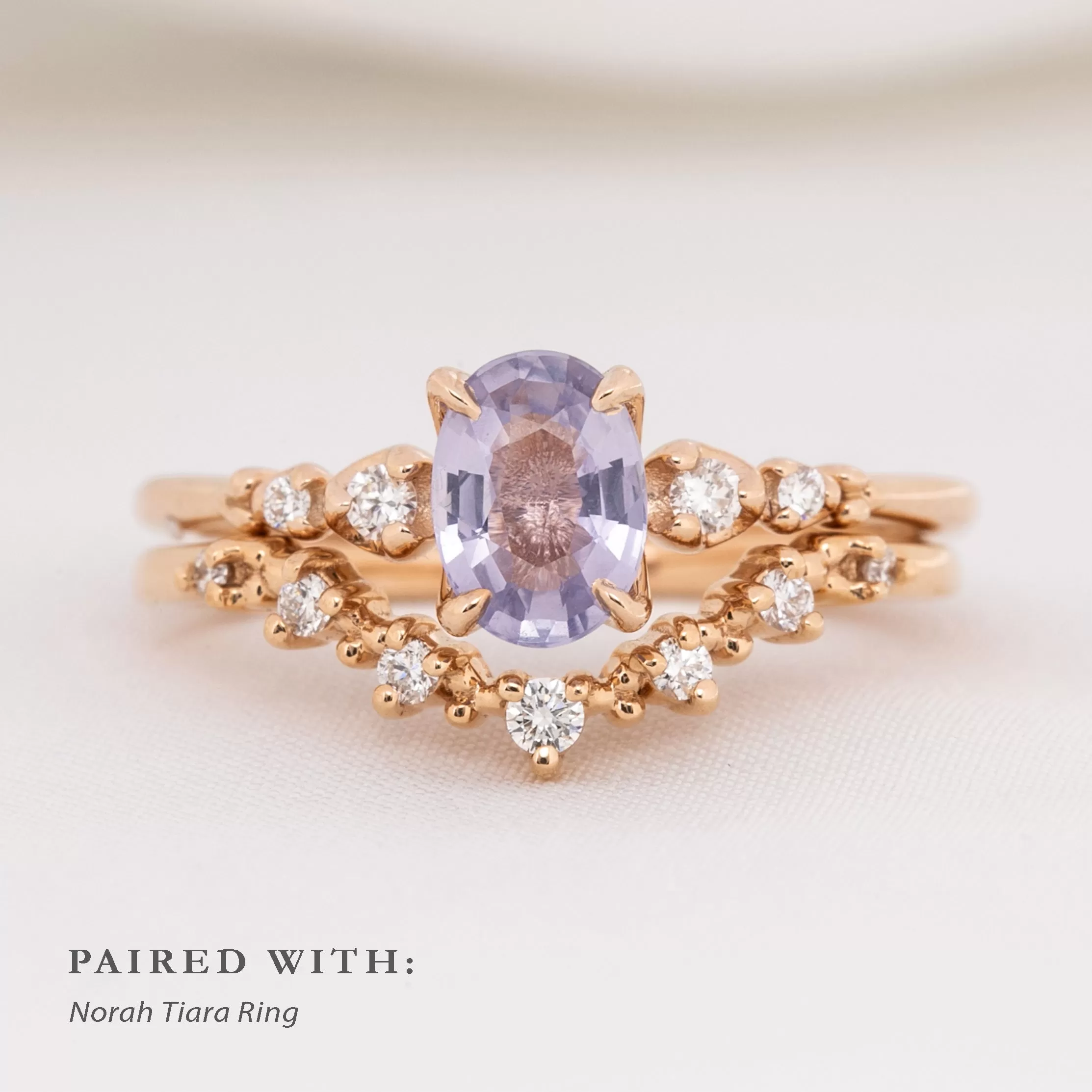 Estel Luxe Ring 0.87ct Lavender Purple Madagascar Sapphire, 14k Rose Gold (One of a kind)