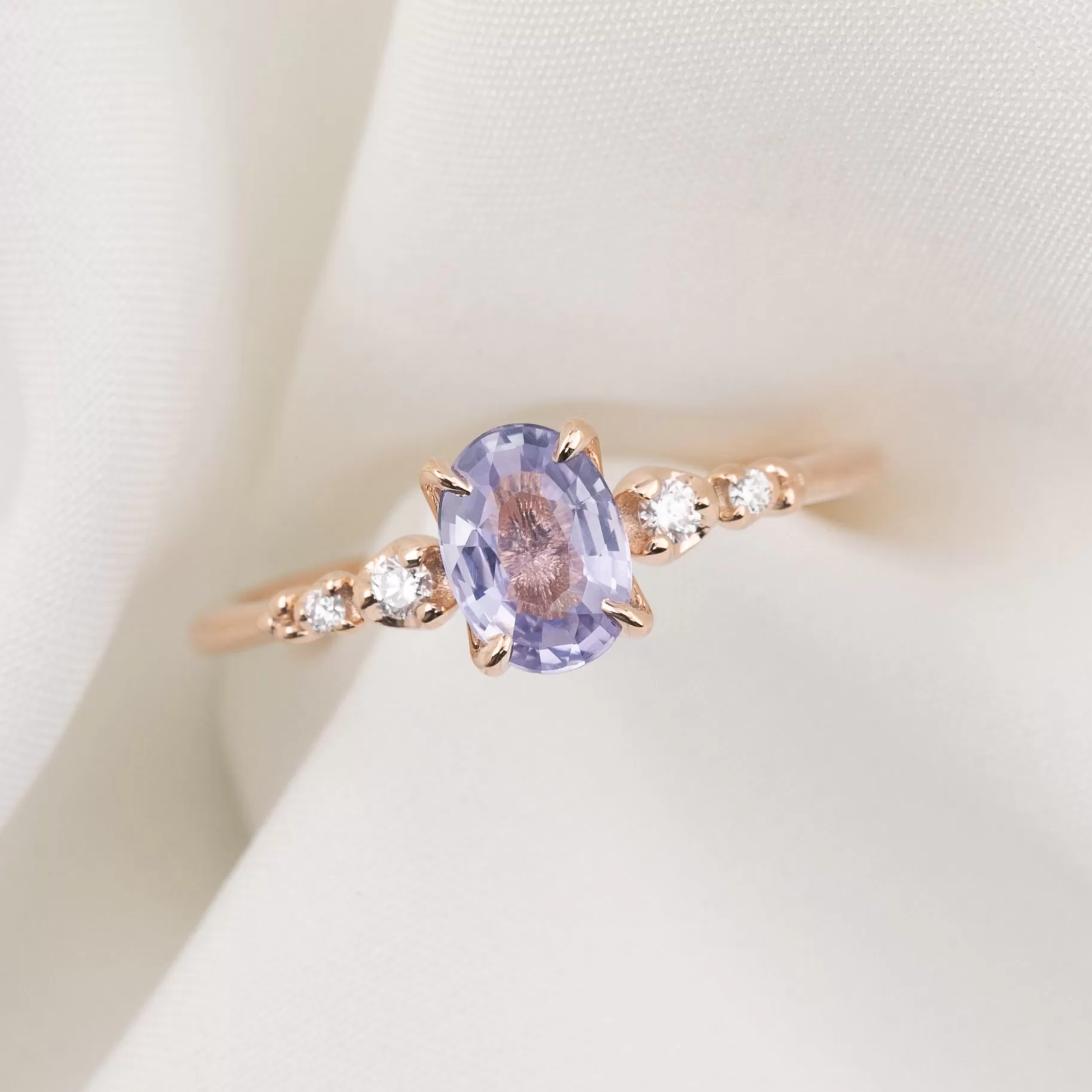 Estel Luxe Ring 0.87ct Lavender Purple Madagascar Sapphire, 14k Rose Gold (One of a kind)