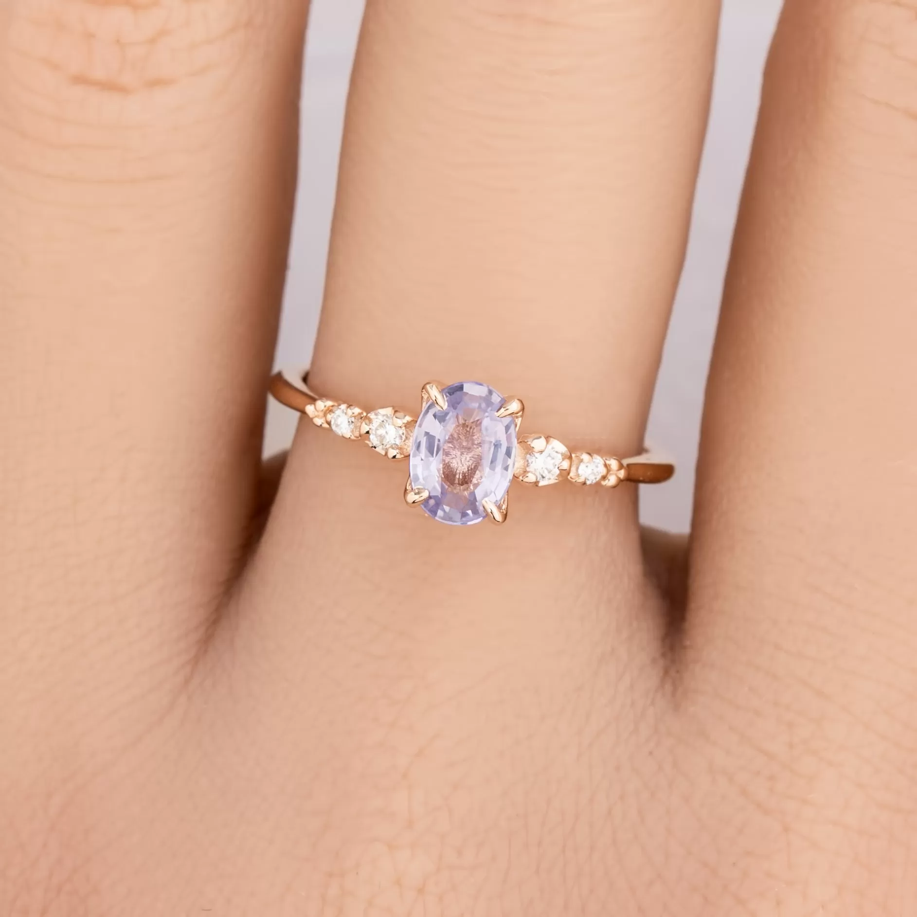 Estel Luxe Ring 0.87ct Lavender Purple Madagascar Sapphire, 14k Rose Gold (One of a kind)