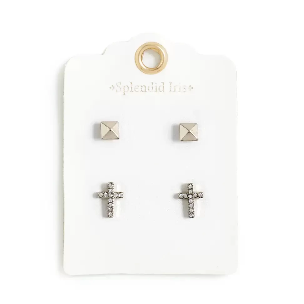 FaithFull Silver & Gold Cross Earring Gift Set