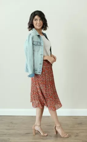 Floral Flare Skirt in Rust