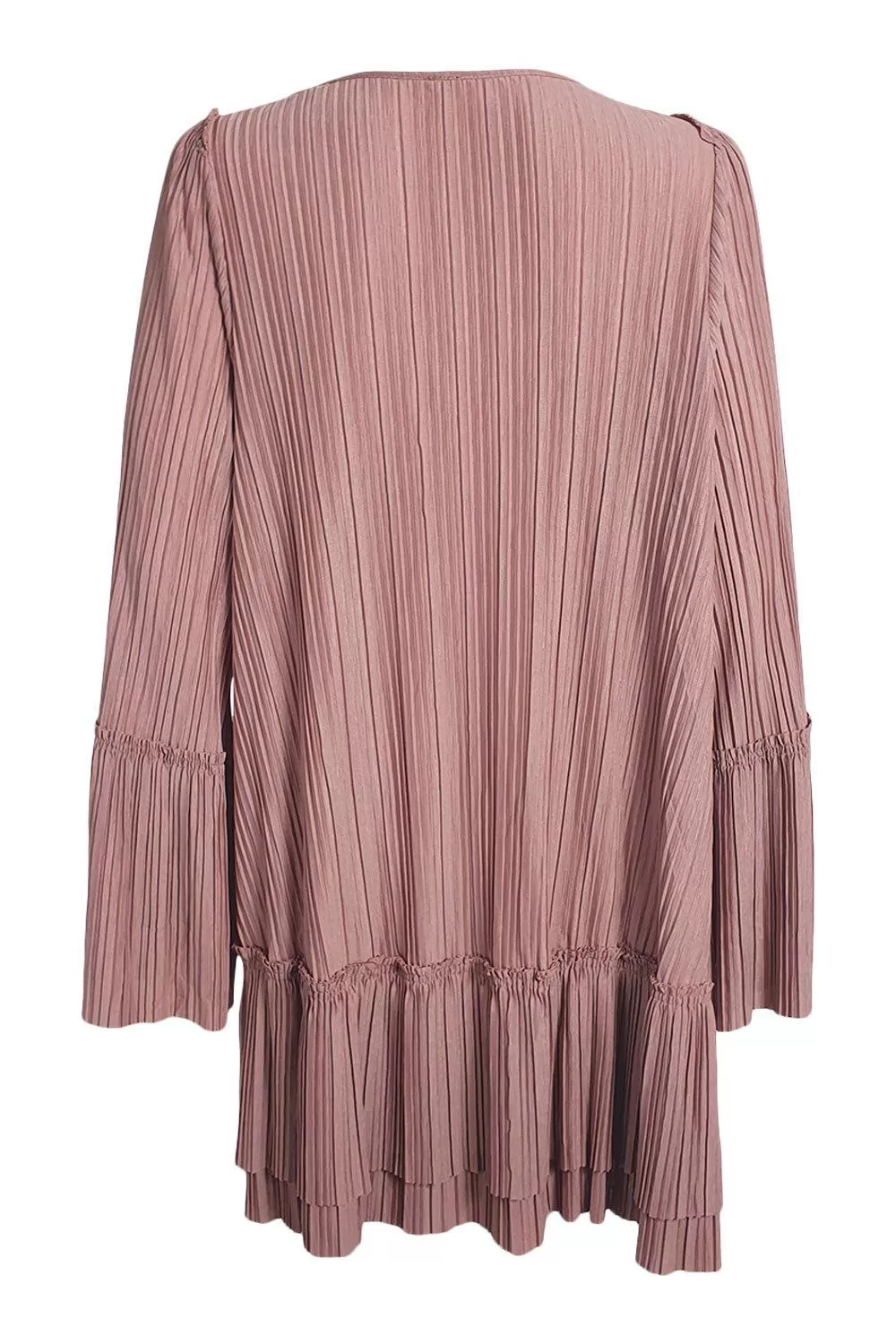 FREE PEOPLE Dusty Rose Pink V Front Pleated Mini Dress (M)