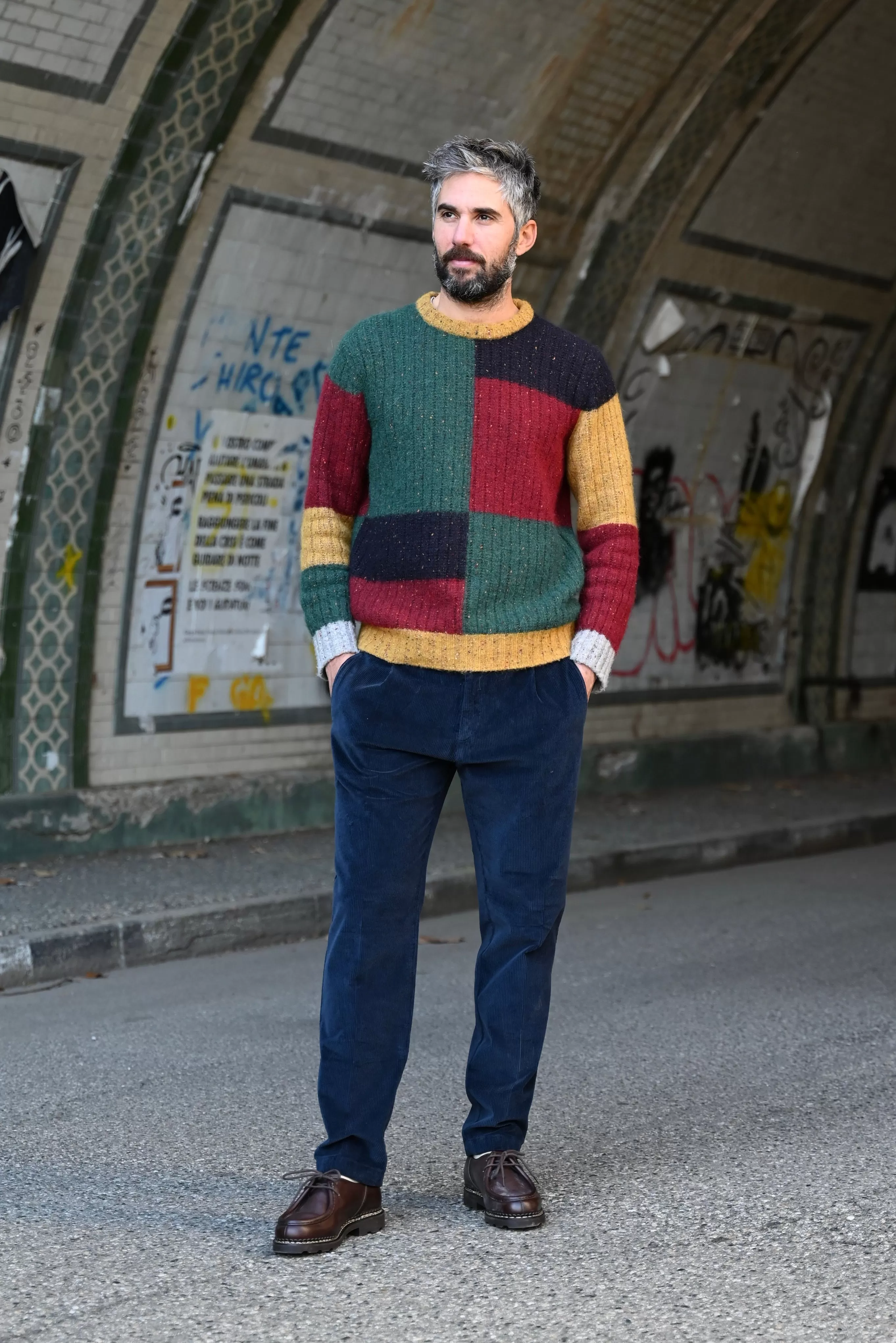 FRESH Corduroy Pleated Chino Pants In Navy