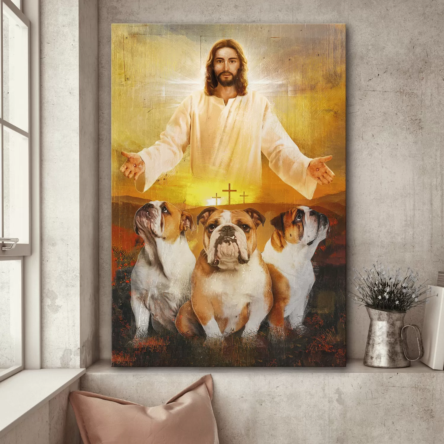 Gearhuman 3D God And His Bulldogs Canvas