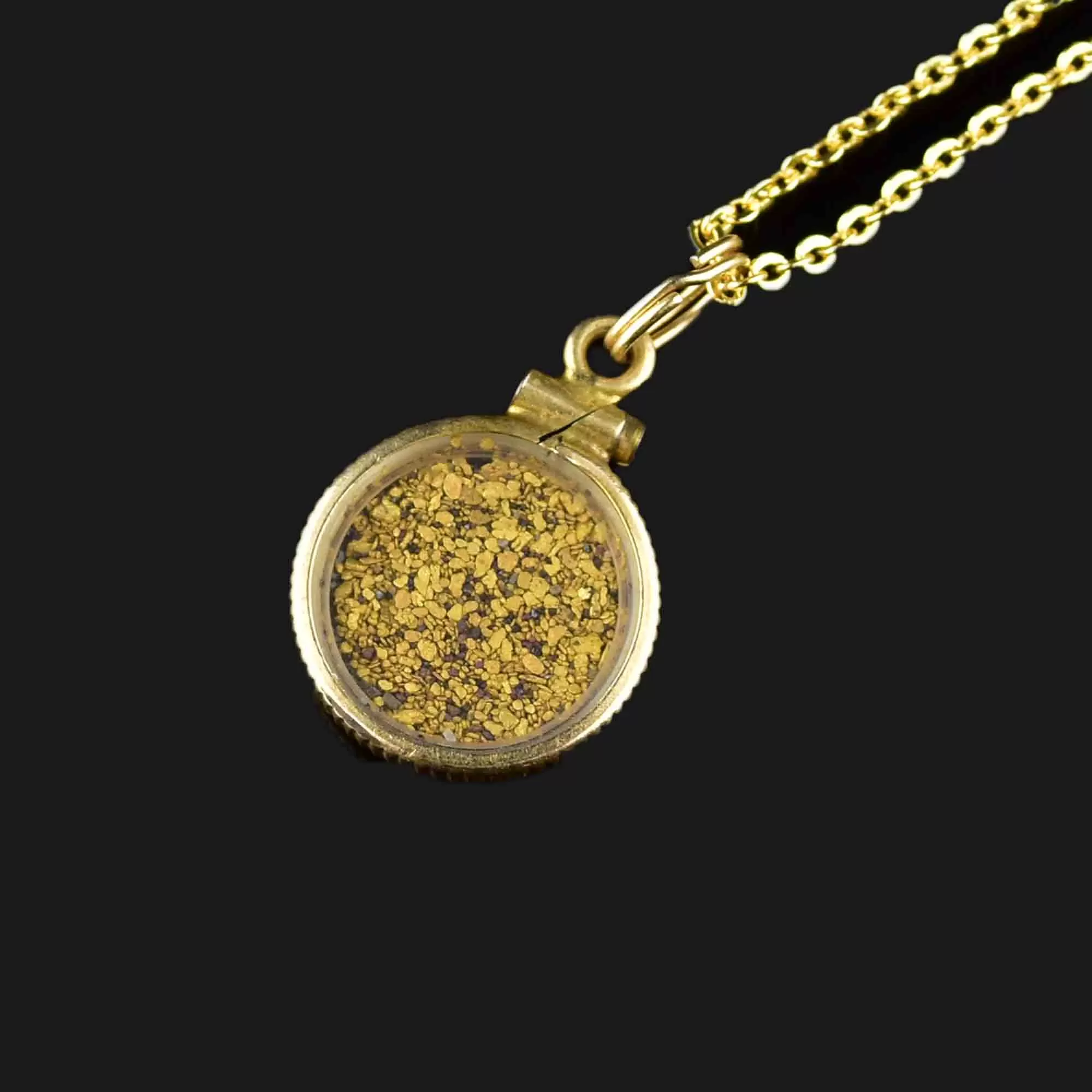 Gold Nugget Shaker Pendant Necklace