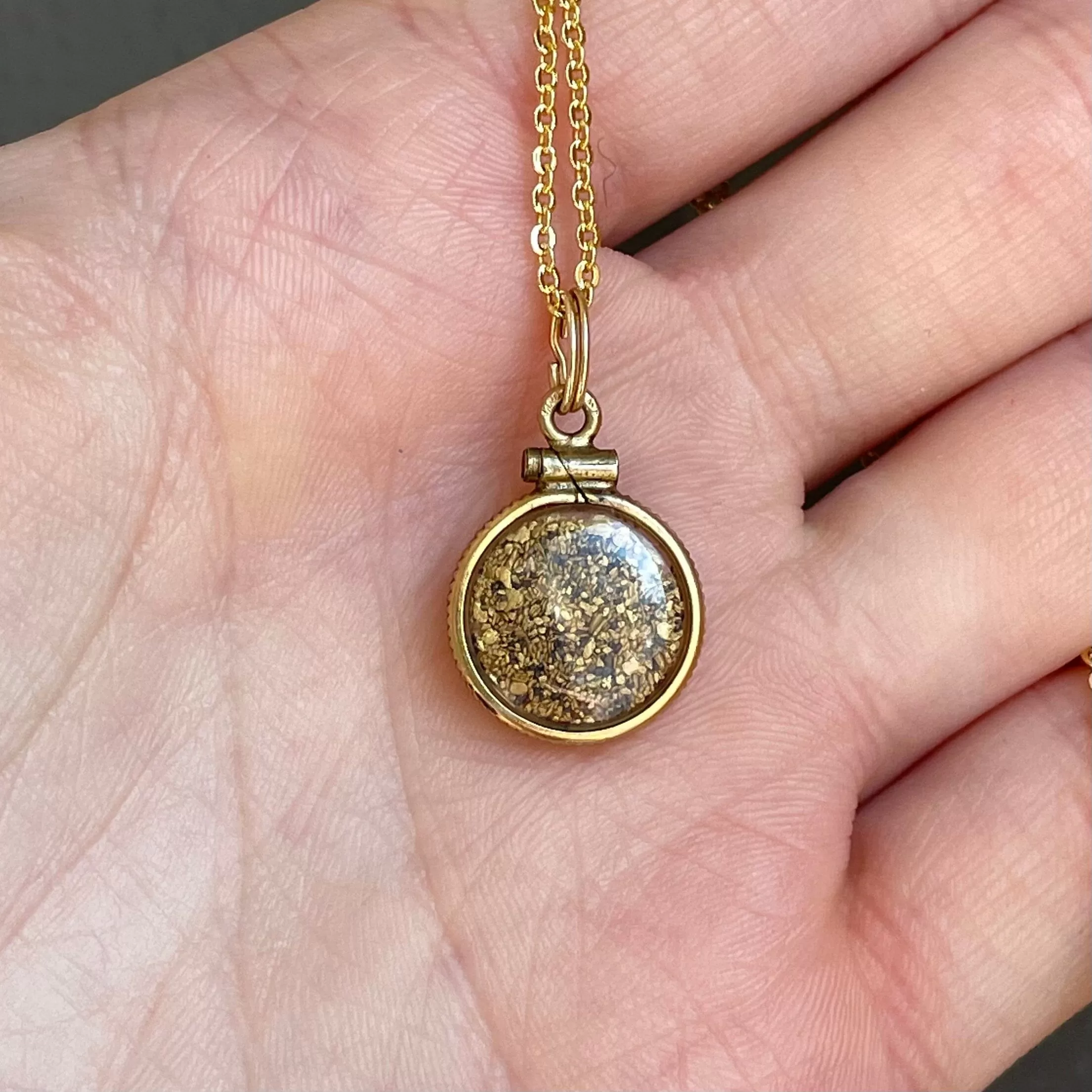 Gold Nugget Shaker Pendant Necklace