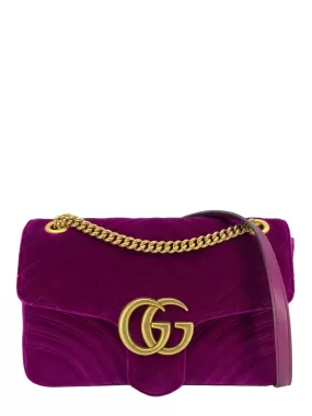 Gucci GG Marmont Matelasse Velvet Medium Shoulder Bag