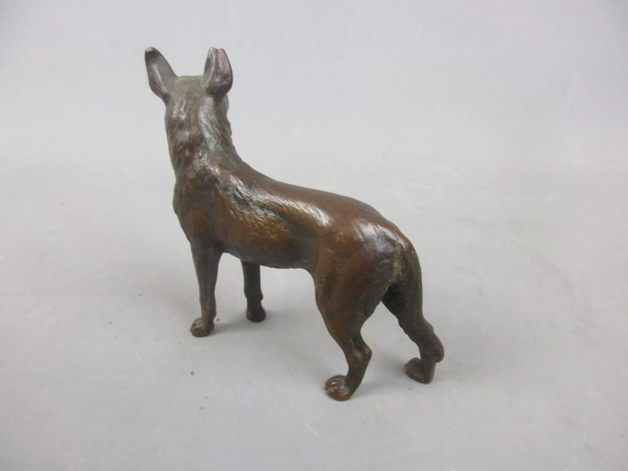 Heavy Bronze Statue Of German Shepard Dog Antique c1930