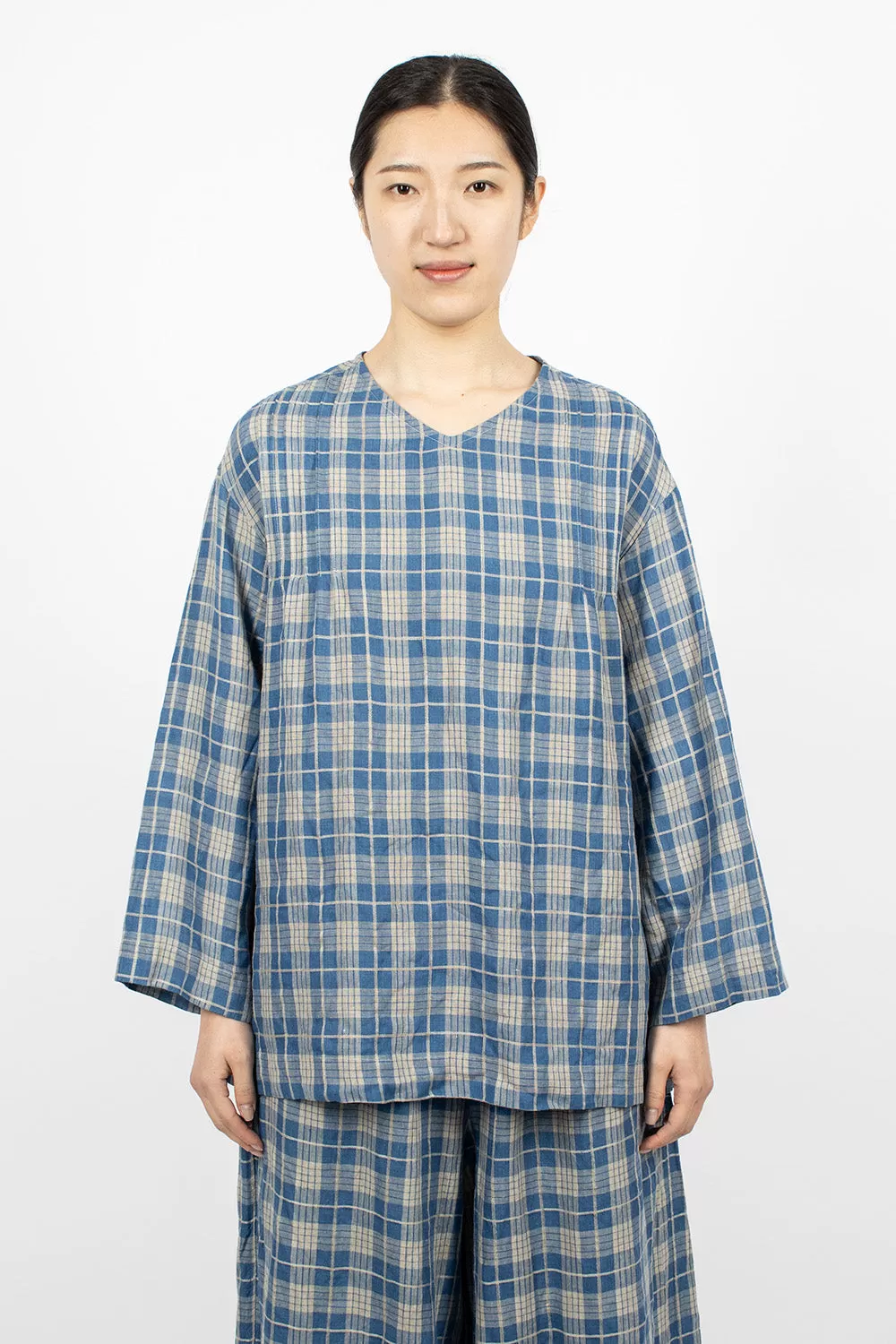 Indigo Check Pullover Light Indigo/Natural