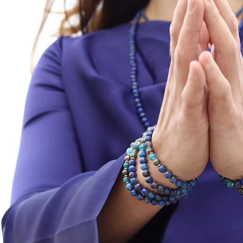 “Intuition and Gratitude” Lapis Lazuli and Apatite Mala