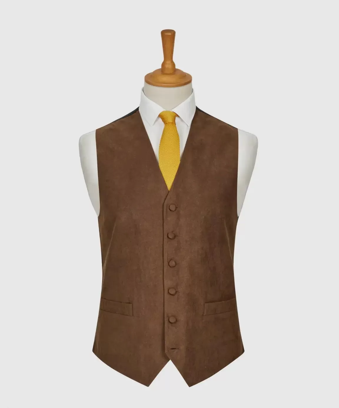 L A Smith Beige Suede Look Waistcoat