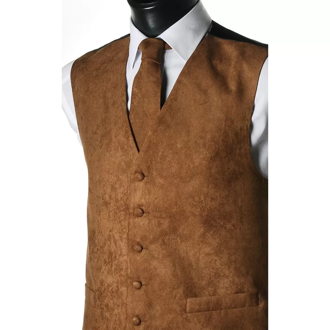 L A Smith Beige Suede Look Waistcoat